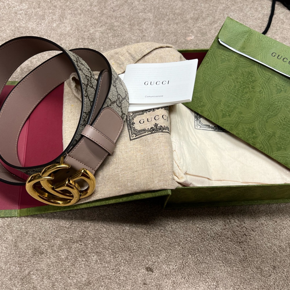 Gucci Brown Leather Belt with Gold Buckle